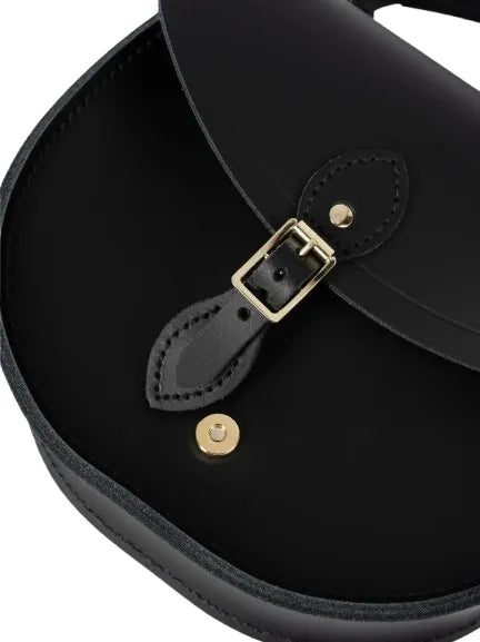 The Isla Circular Black Leather Shoulder Bag