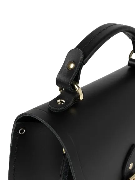 The Isla Circular Black Leather Shoulder Bag