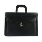Unisex Real Black Leather Laptop Bag
