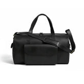 Unisex Real Leather Black Duffel Travel Bag