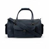 Unisex Real Leather Blue Duffel Travel Bag