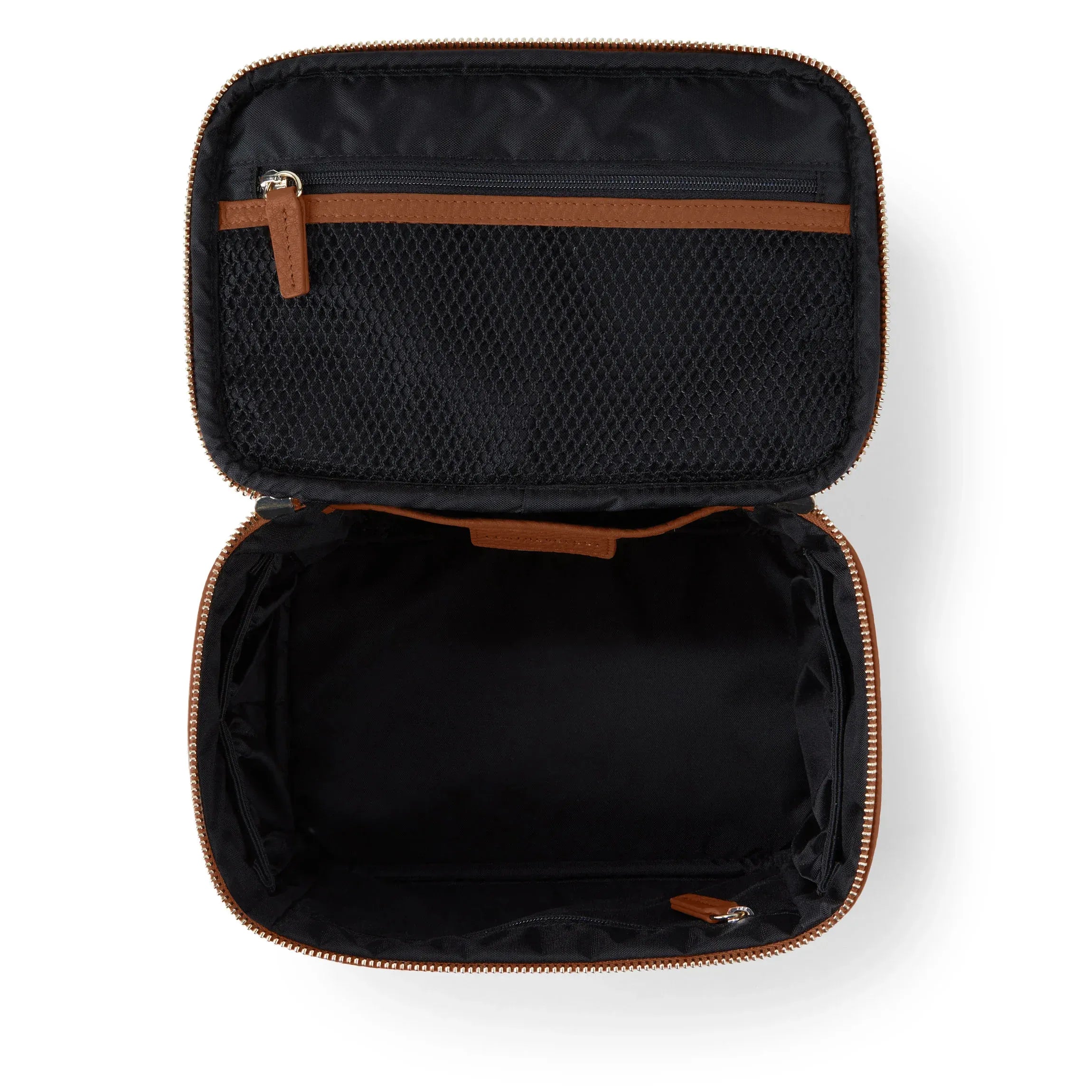 LayFlat Vanity Premium Brown Leather Medium Train Case