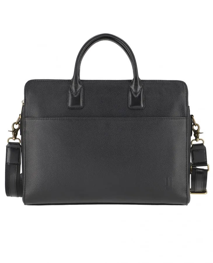 Wall Street Executive Real Leather Laptop Black Bag