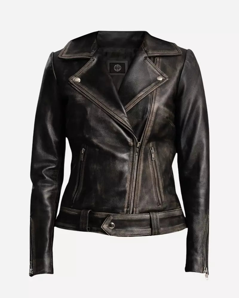 Womens-distressed-black-biker-jacket