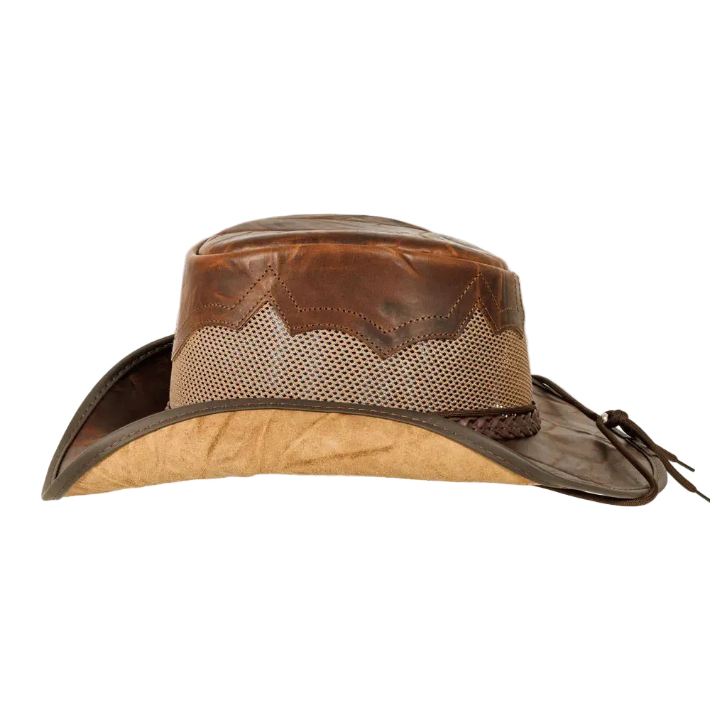 Womens Brown Crunch Cowhide Leather Cowgirl Hat