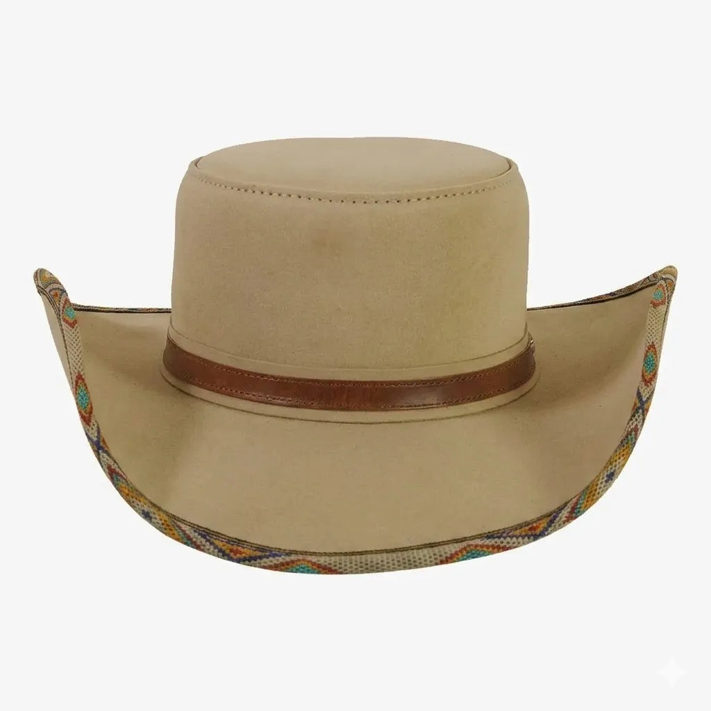 Womens Latte Genuine Suede Leather Cowgirl Hat