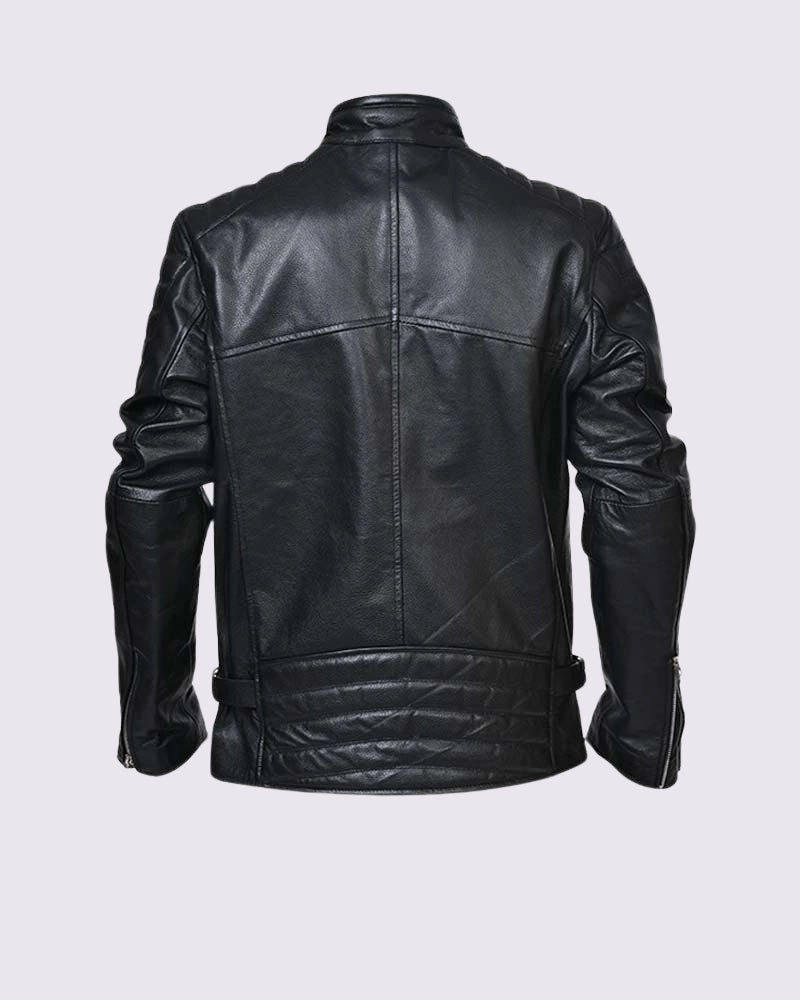 Mens Black Cafe Racer Leather Jacket