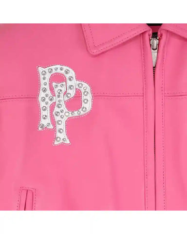 American Bruiser Crop Leather Pink Leather Jacket