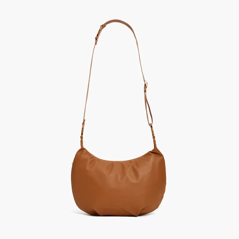 Aoyama 2 Crescent Crossbody Brown Leather Bag