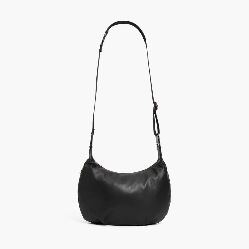 Aoyama 2 Crescent Crossbody Black Leather Bag