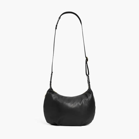 Aoyama 2 Crescent Crossbody Black Leather Bag