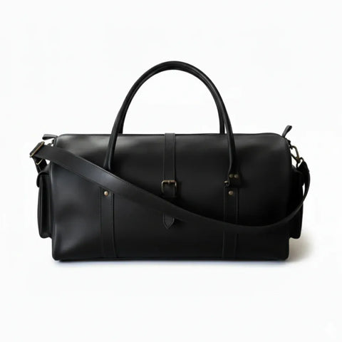 Black Hunter Leather Overnight Duffel Bag