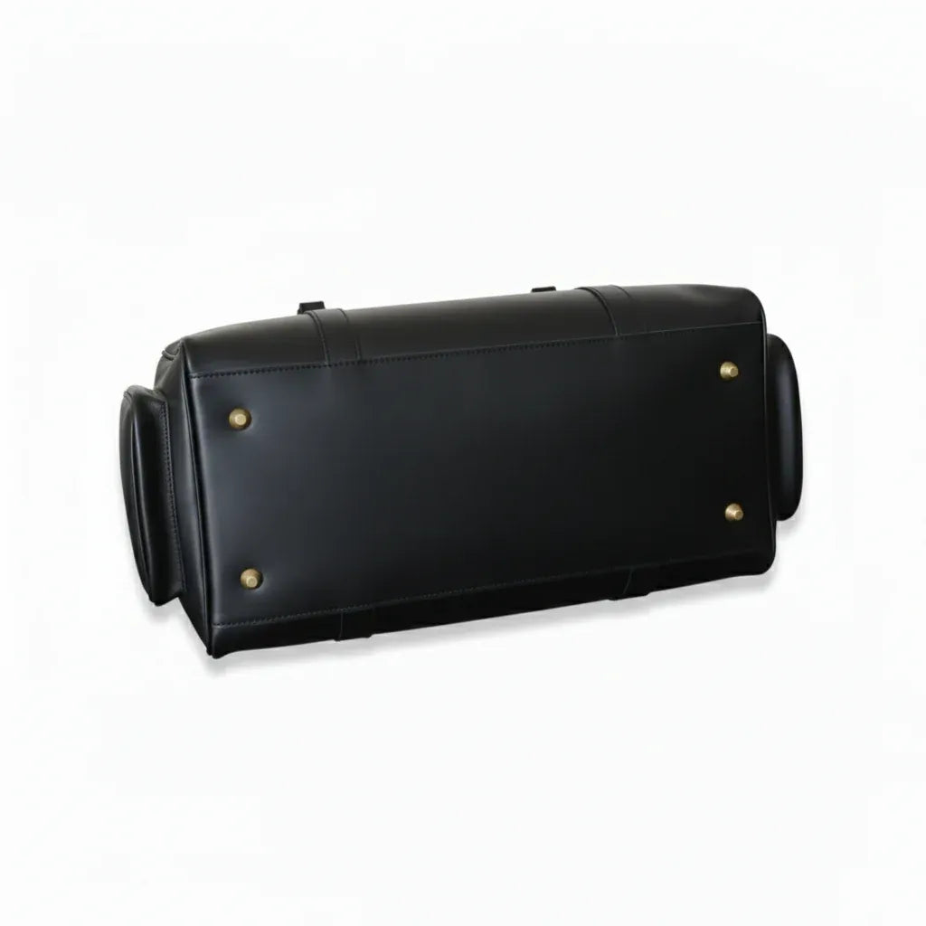 Black Hunter Leather Overnight Duffel Bag
