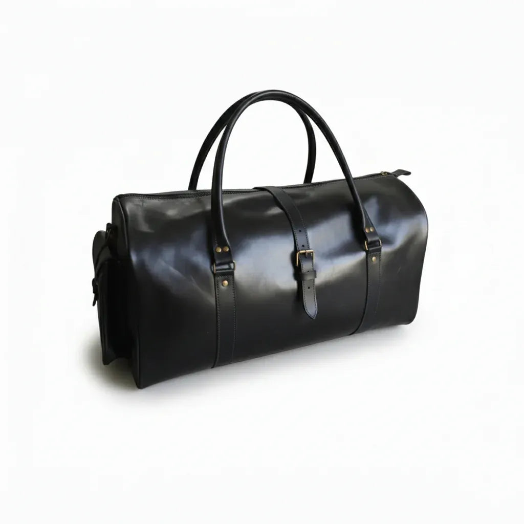 Black Hunter Leather Overnight Duffel Bag