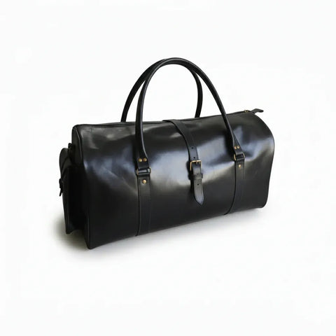 Black Hunter Leather Overnight Duffel Bag