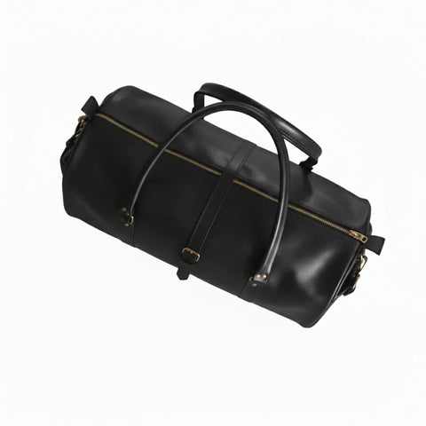 Black Hunter Leather Overnight Duffel Bag