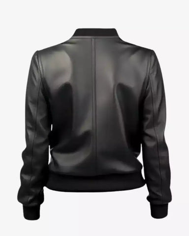 Bomber Black Leather Jackets For Women