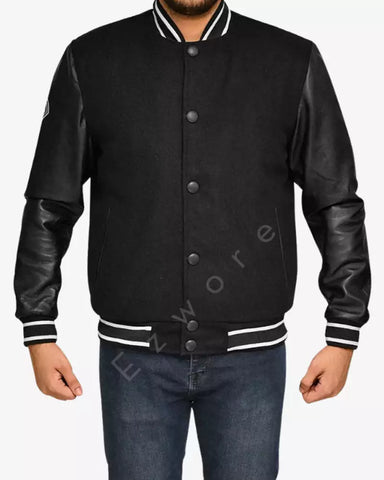 Black Varsity Jacket for Men