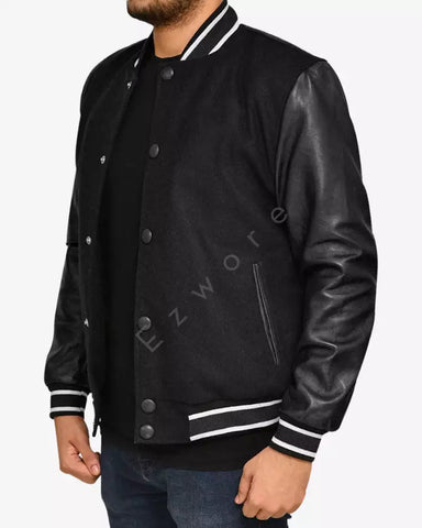 Black Varsity Jacket for Men