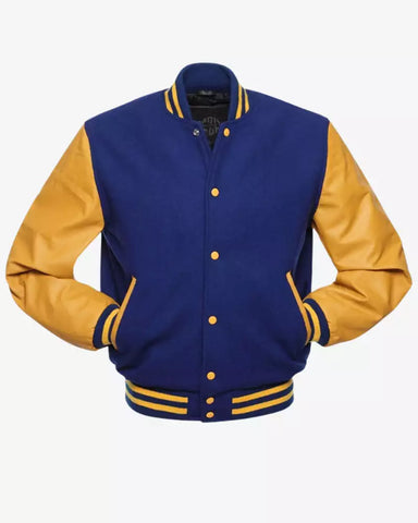 Yellow and Blue Varsity Jacket for Men