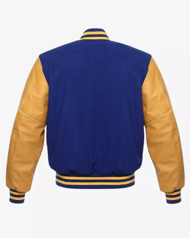 Yellow and Blue Varsity Jacket for Men