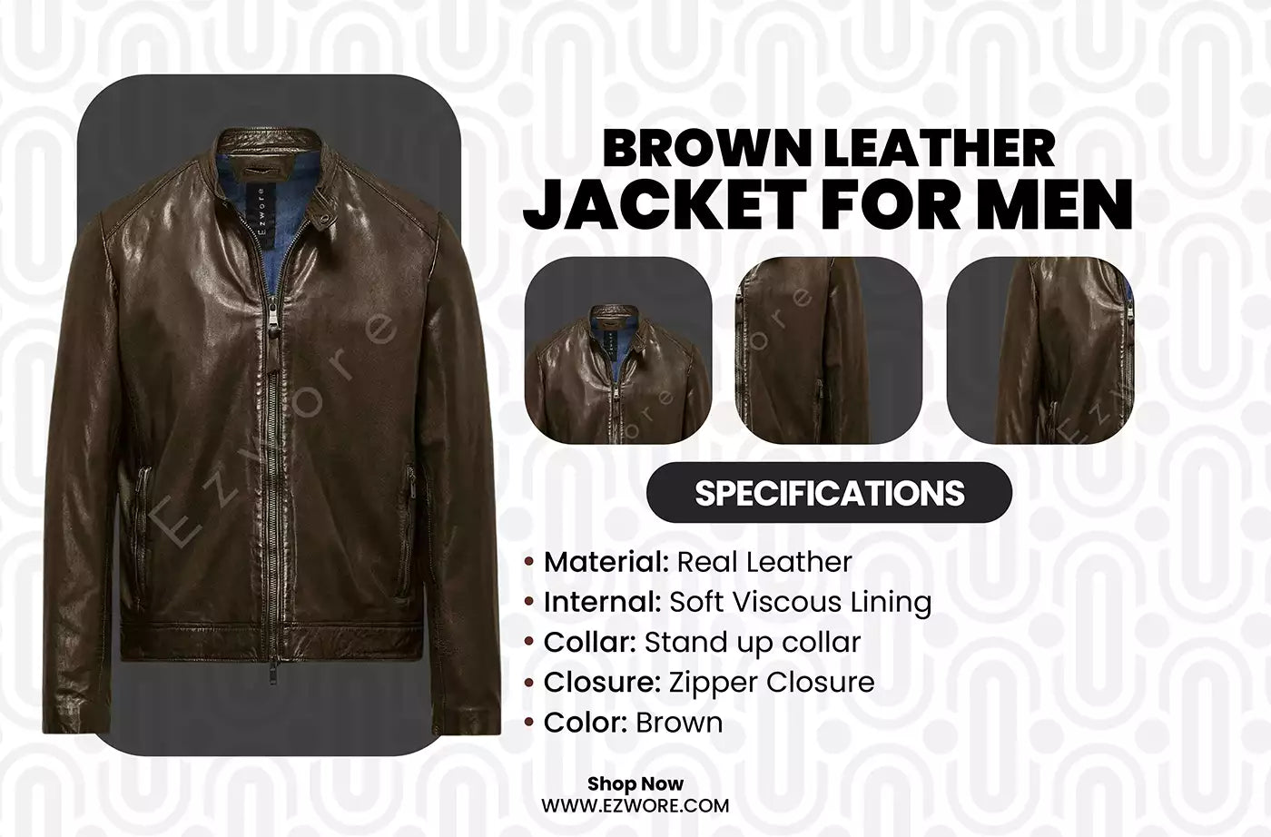 Brown Leather Jacket For Men infography