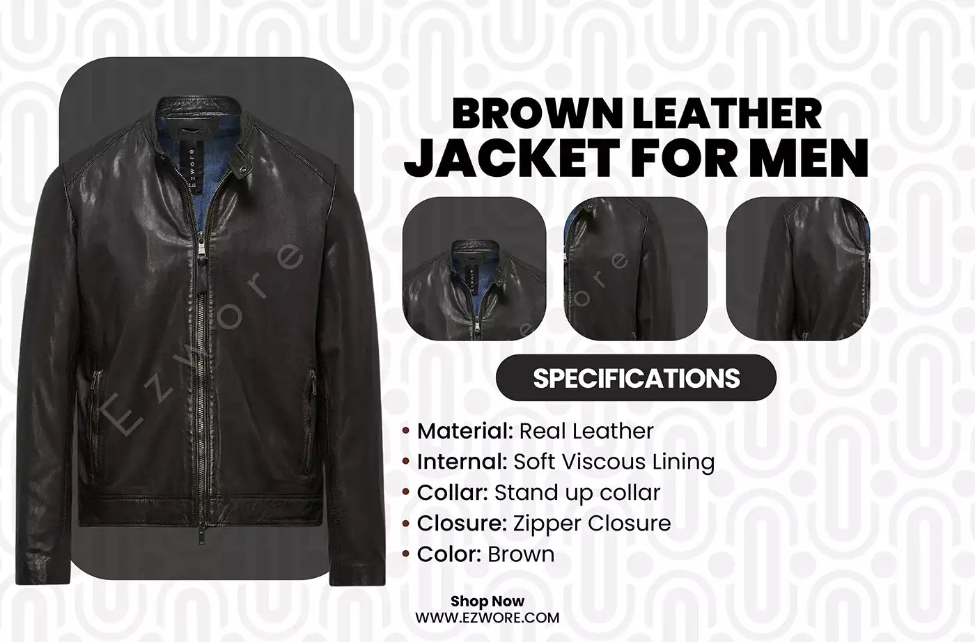 Brown Leather Jacket For Men infography