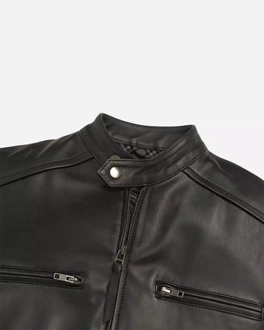 Mens Cafe Racer Black Jacket