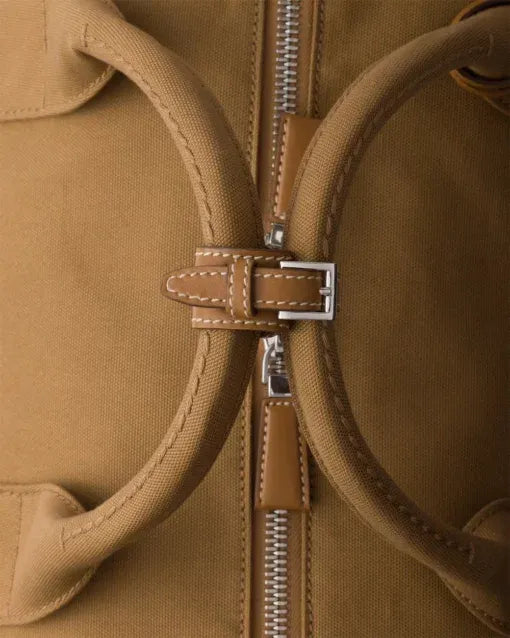 Canvas Camel Brown Leather Duffle Bag