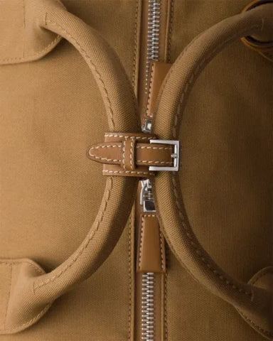 Canvas Camel Brown Leather Duffle Bag