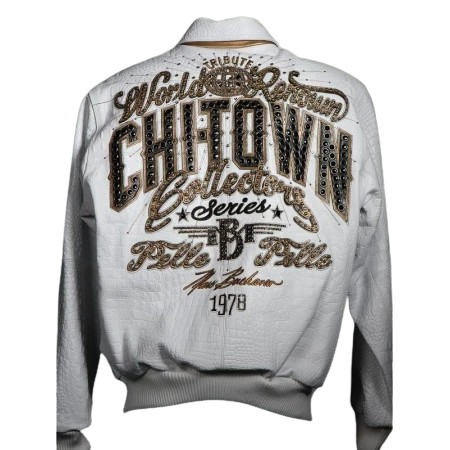 Chi-Town Pelle Pelle White Leather Jacket