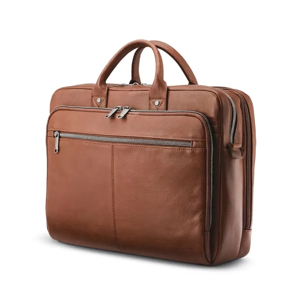 Classic Light Brown Leather Briefcase