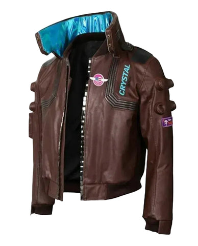 Cyberpunk-2077 Samurai Brown Bomber Leather Jacket