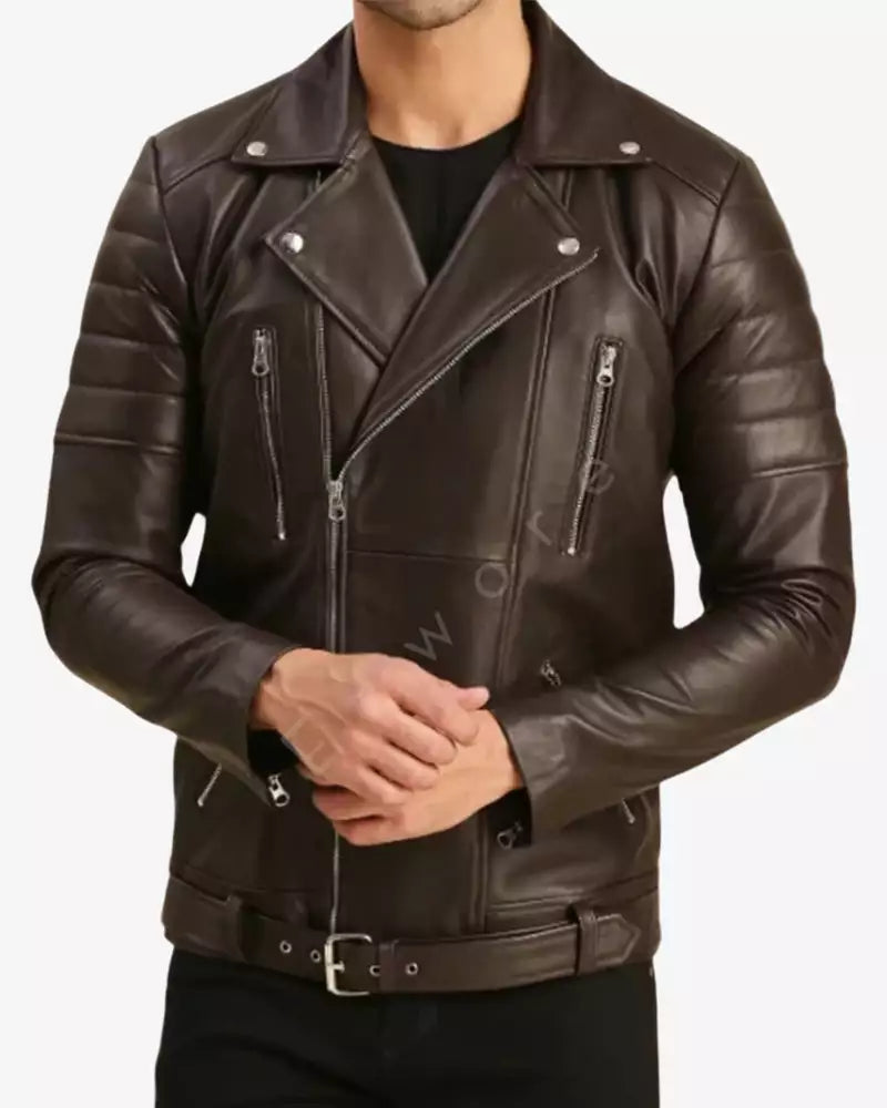 Cyro Brown Quilted Leather Jacket