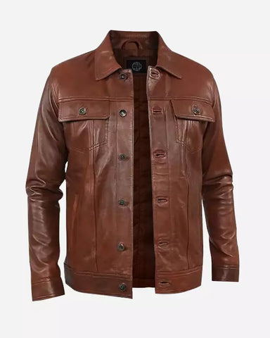 Cyrus Brown Leather Racer Jacket