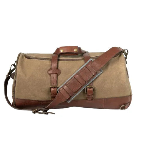 Dakota Reserve Waxed Canvas Duffle Brown Leather Bag