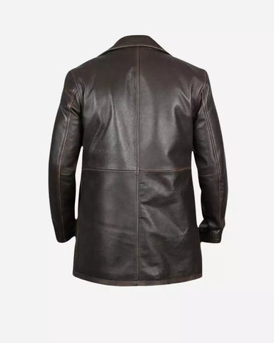 Danny Mens Dark Brown Leather Coat