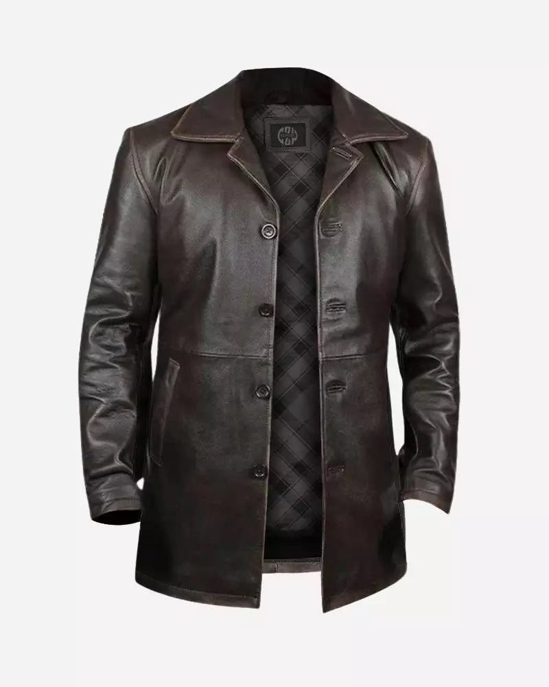 Danny Mens Brown Leather Coat