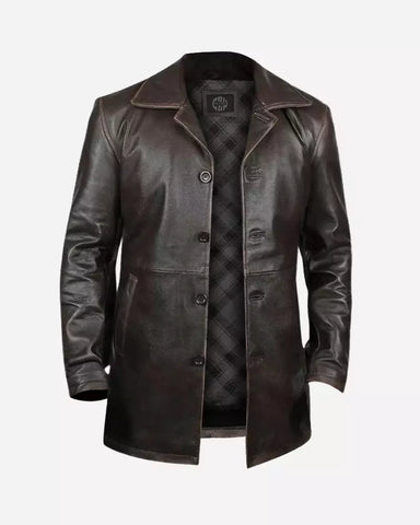 Danny Mens Dark Brown Leather Coat