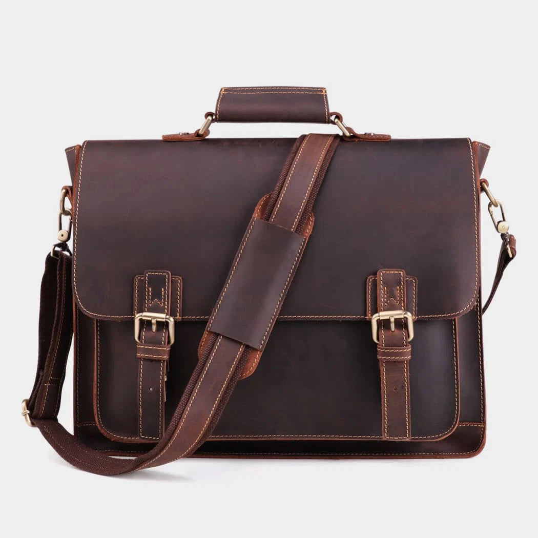European Style Daily Dark Brown Leather Satchel