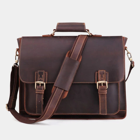European Style Daily Dark Brown Leather Satchel