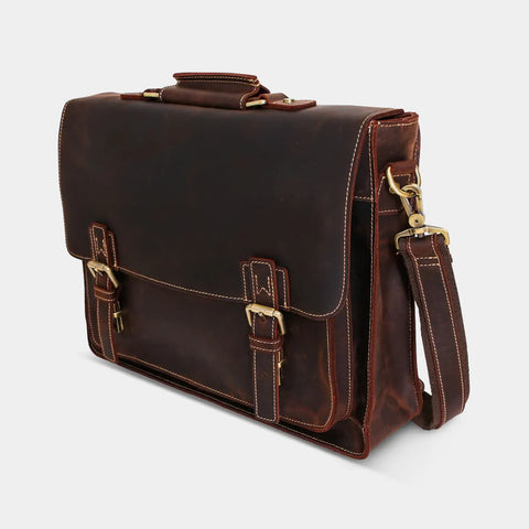 European Style Daily Dark Brown Leather Satchel