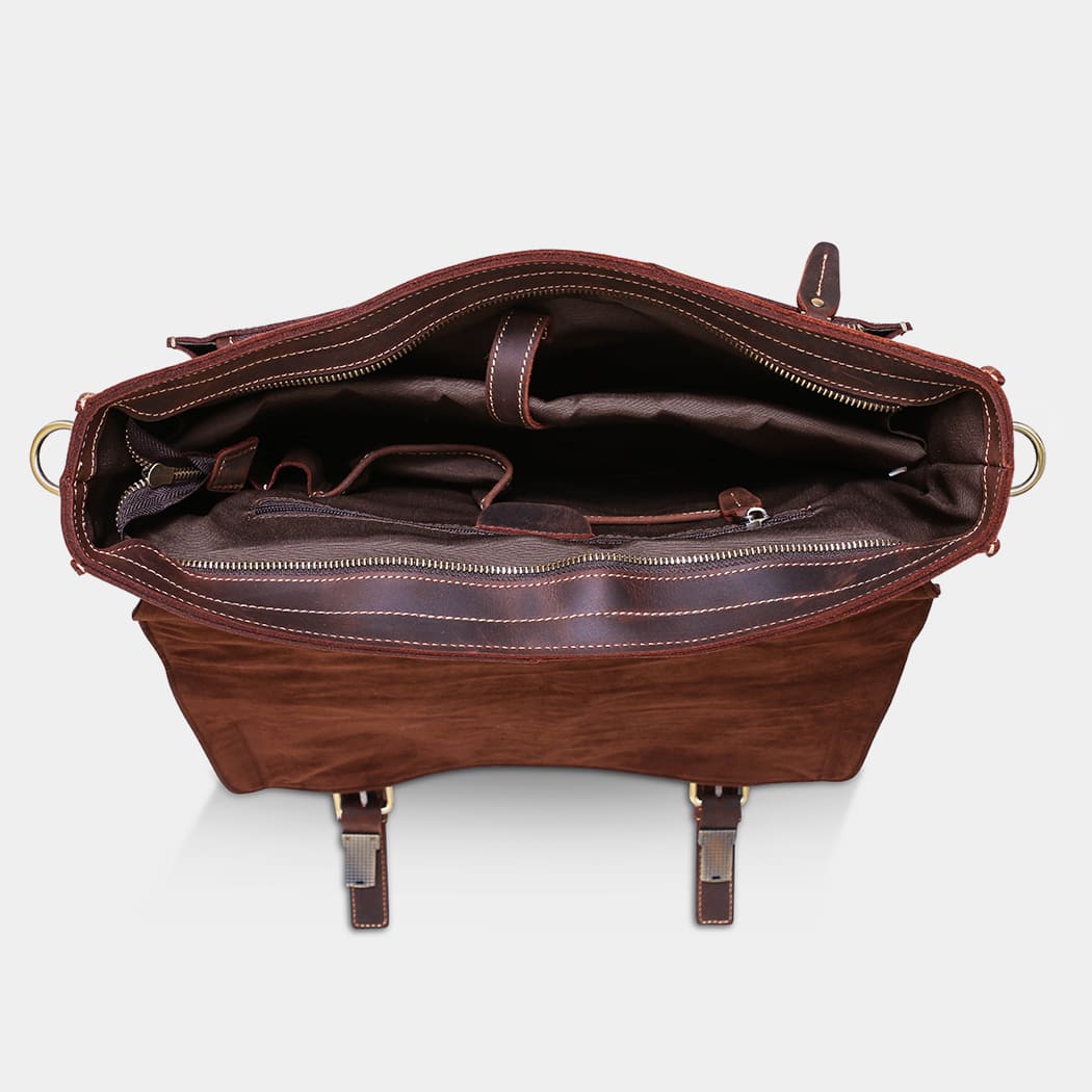 European Style Daily Dark Brown Leather Satchel
