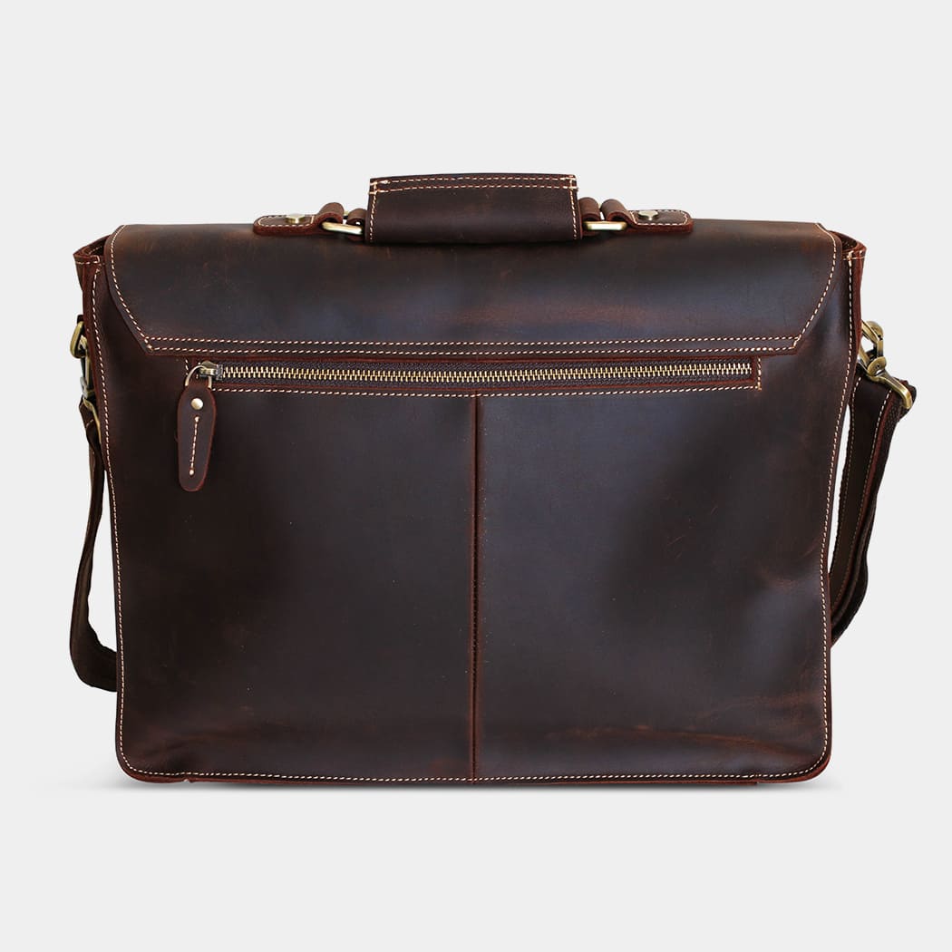 European Style Daily Dark Brown Leather Satchel