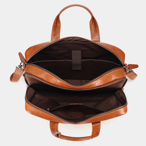 Everyday Brown Leather Laptop Satchel For Mens