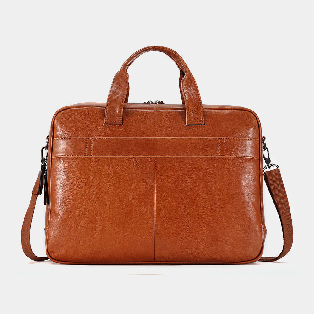 Everyday Brown Leather Laptop Satchel For Mens