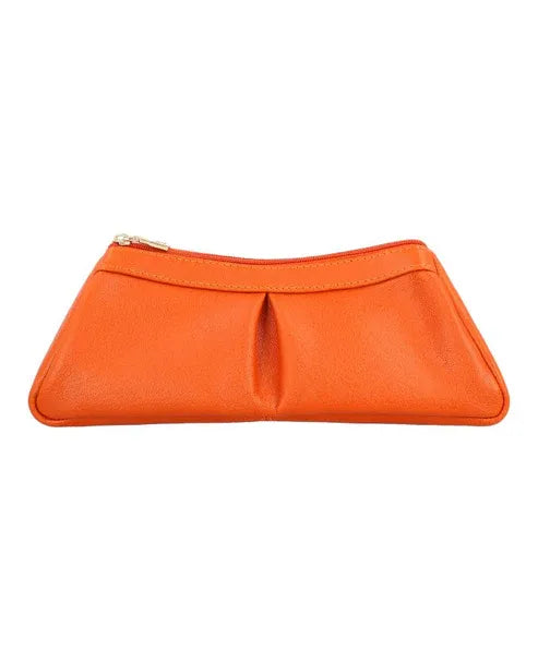 Faux Leather SFO Orange Travel Pouch For Women