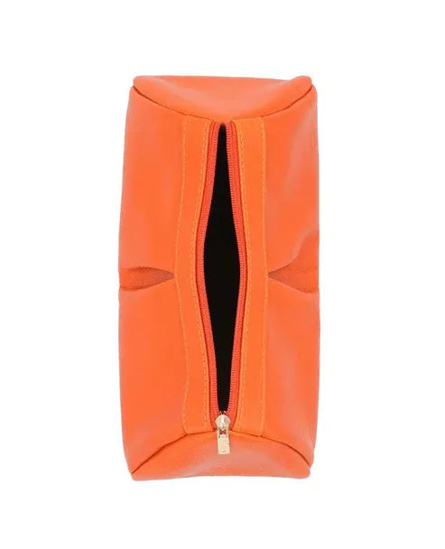 Faux Leather SFO Orange Travel Pouch For Women
