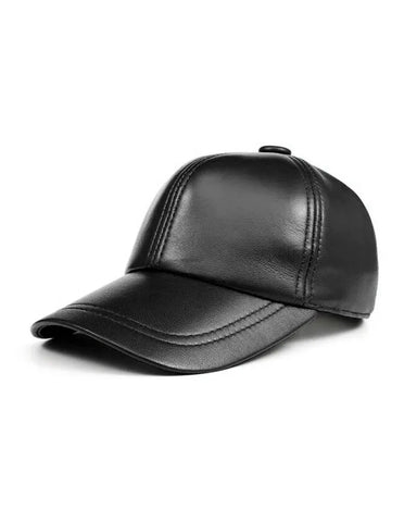 Genuine Sheep Leather Adjustable Baseball Black Cap