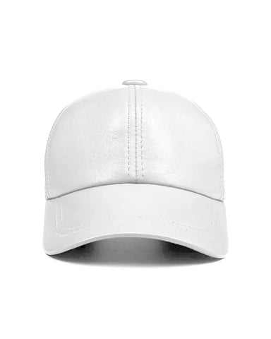 Genuine Sheep Leather Adjustable Baseball White Cap